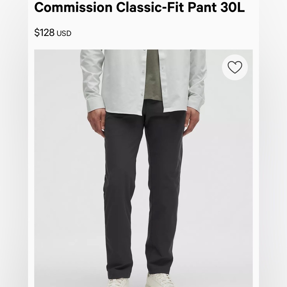 Lululemon Commission Classic-Fit Men’s Pant 30L size 35